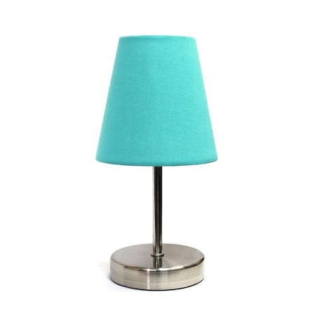 Sand Nickel Basic Table Lamp With Blue Shade